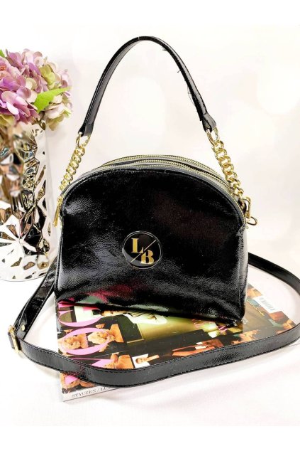 Dásmká kabelka crossbody Laura Biaggi černá lakovaná