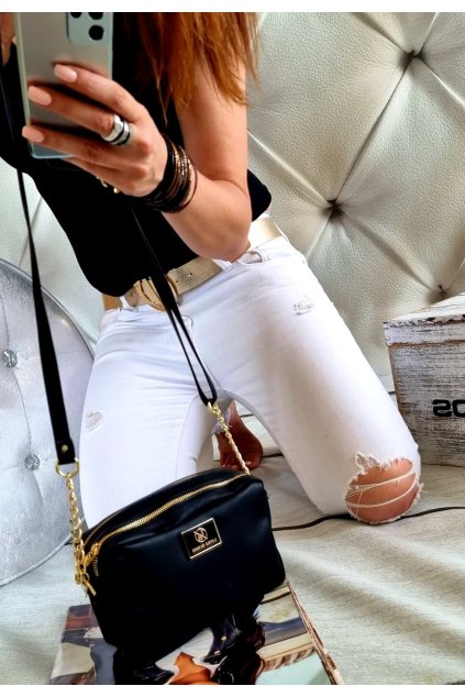 crossbody laura biaggi černá značková kabelka luxusní black
