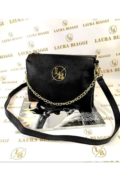 kabelka kůže laura biaggi luxusní kožená kabelka crossbody značková vyrobena v itálii černá