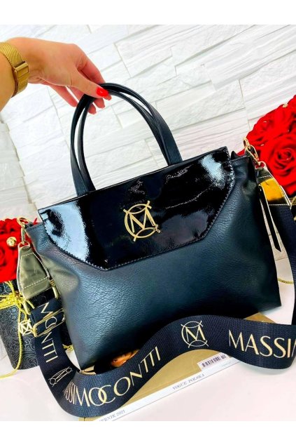 KABELKA Massimo Contti černý LAK luxusní značkovÁ kabelka elegant italy fashion