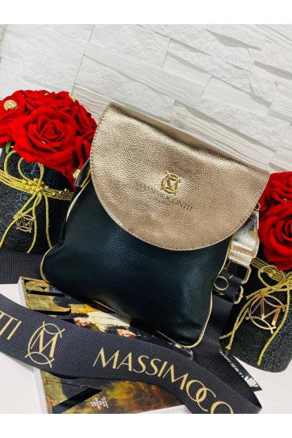 Elegantní kabelka crossbody Massimo Conti s klopnou zlatá