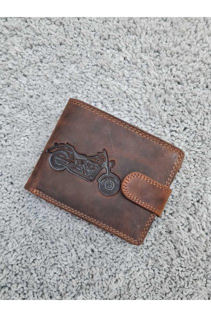 Pánská kožená peněženka s motorkou hnedá