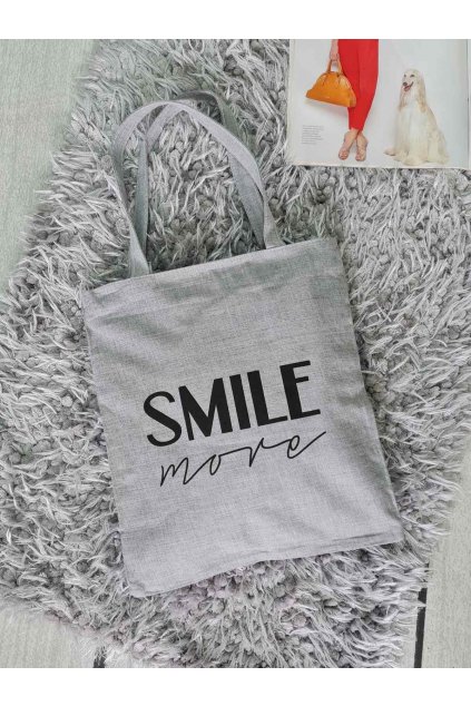 Stylová látková nákupn taška černá Smile