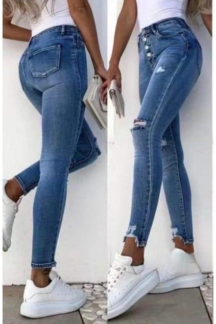 Dámské trendy trhané modré jeansy