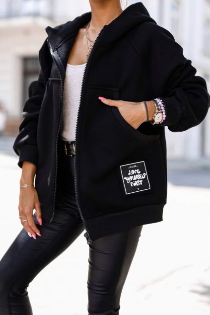 mikina bunda lara luxusní bunda černá kratší barva black