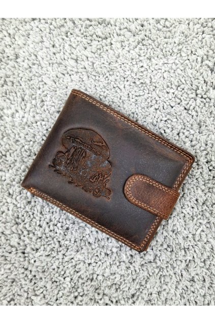 Pánská kožená peněženka pro houbaře hnědá