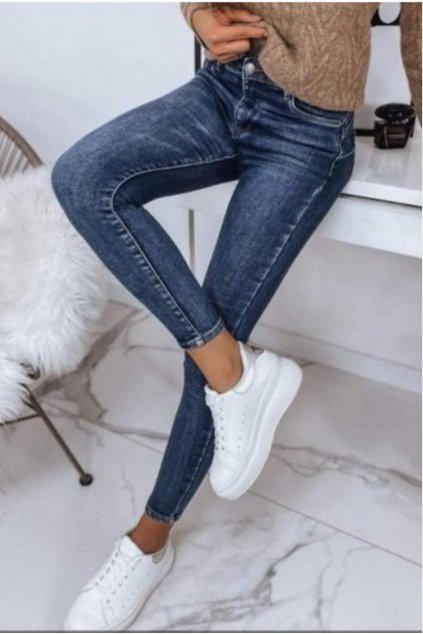 jeans modré jednoduché tmavé basic