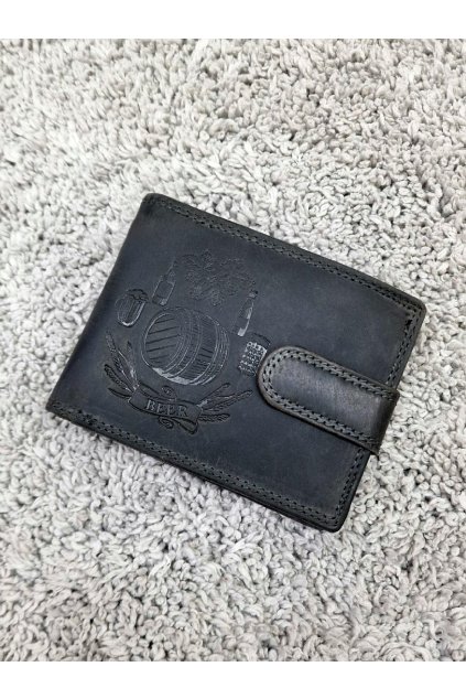 Černá kožená peněženka se sudem