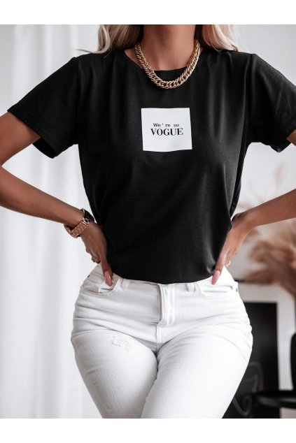 Trendy dámské triko Lara Vogue s krátkým rukávem černé