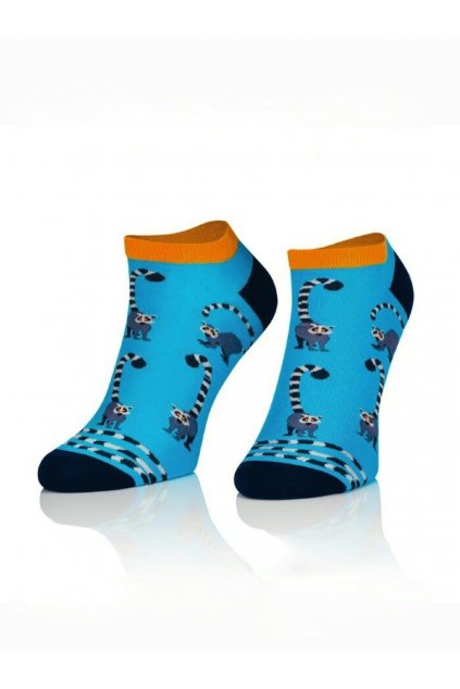 luxusní pánské dárkové kotníčkové ponožkdy s lemurem tyrkysové