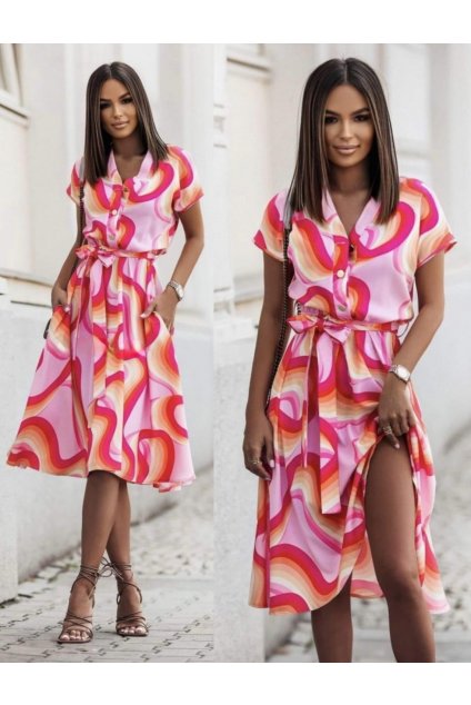 Trendy dámské letní šaty ružovo oranžové