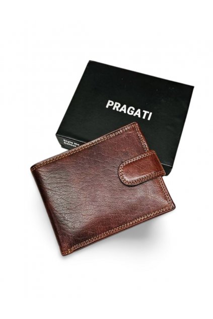 Pánská kožená peněženka na zapínání v dárkové krabičce koňak