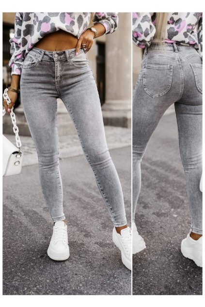 jeans šedé trendy elstické jednoduché
