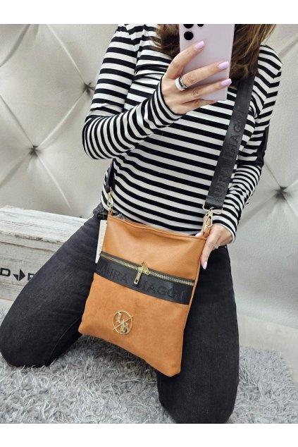 crossbody laura biaggi końaková značková kabelka koňak
