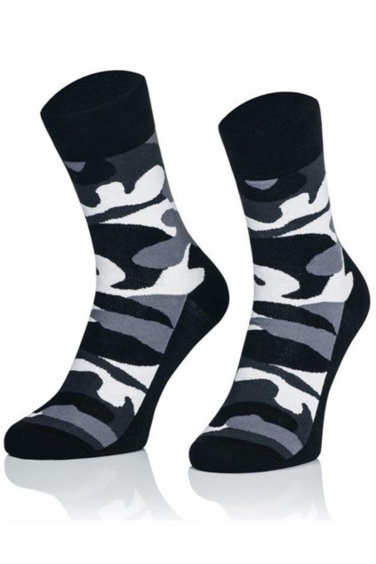 Stylové pánské ponožky maskáčové černo šedé