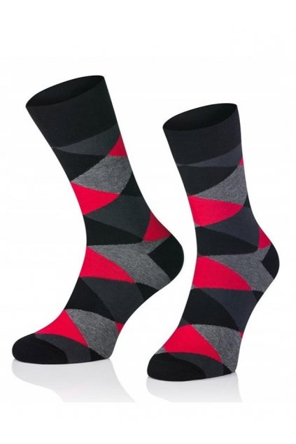 Stylové pánské ponožky kostky červeno černé