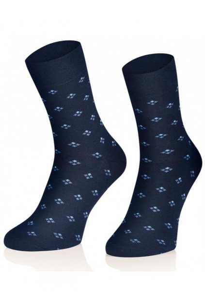 Pánské stylové dárkové ponožky s drobnou kostičkou modré