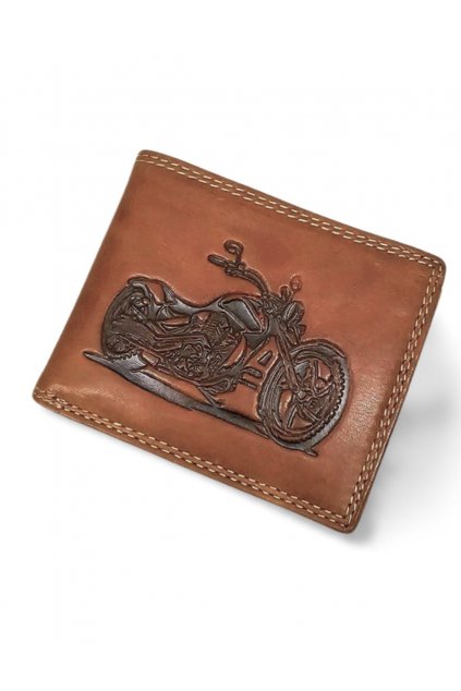 luxusní pánská kožená peněženka s motokorkou koňaková