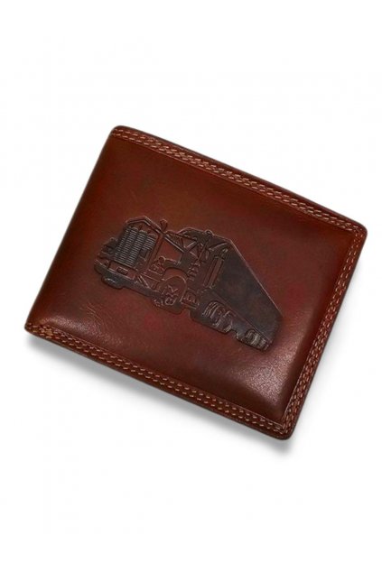 luxusní pánská kožená peněženka s kamionem hnědá