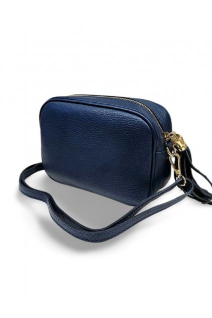 luxusní dámská kožená kabelka crossbody MADE IN ITALY z přírodní kůže modrá