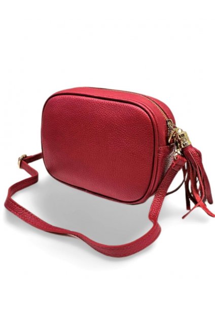 luxusní dámská kožená kabelka crossbody MADE IN ITALY z přírodní kůže červená