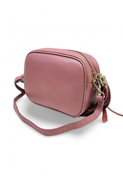 luxusní dámská kožená kabelka crossbody MADE IN ITALY z přírodní kůže růžová