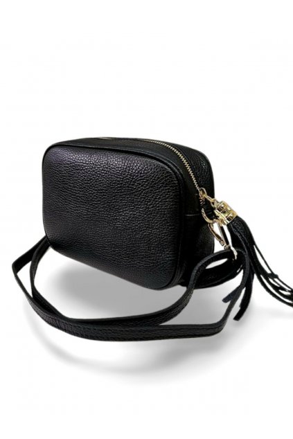 luxusní dámská kožená kabelka crossbody MADE IN ITALY z přírodní kůže černá