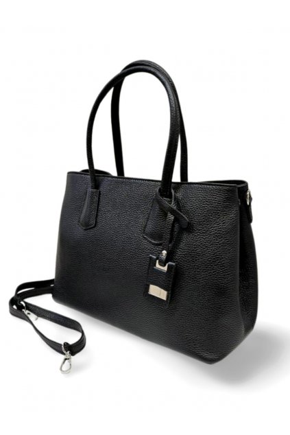 Luxusní dámská kabelka do ruky z přírodní kůže černá