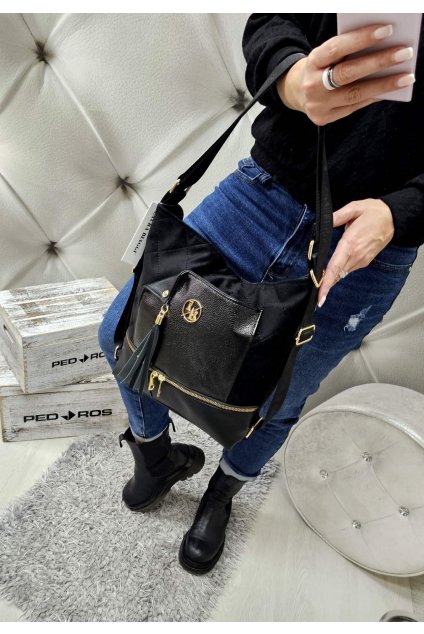 Luxusná dámská kabelka na rameno Laura Biaggi černá