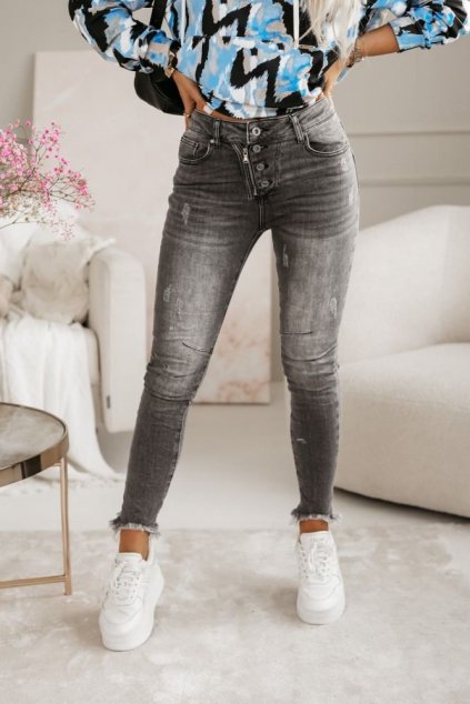 dámské jeans baggy šedé
