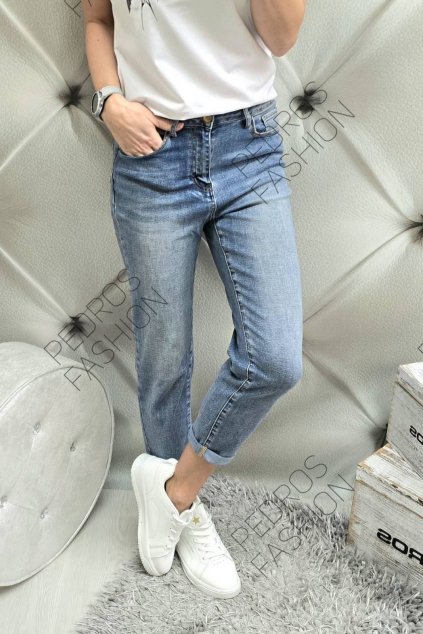 jeans boyfriend modré šisované trendy jeans 2024