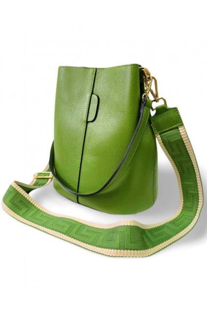 Luxusní trendy top dámská kožená zelená kabelka ITALY