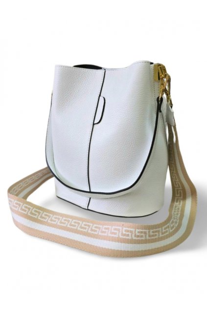 Bílá dámská luxusní trendy elegantní kožená kabelka ITALY
