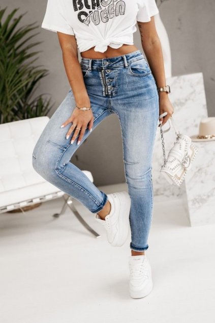 JEANS BAGGY modré větší velikosti top jeans