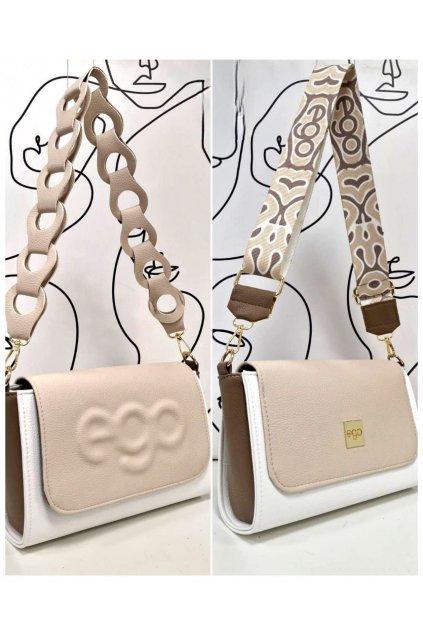 Trendy koženková dámská béžová crossbody kabelka EGO