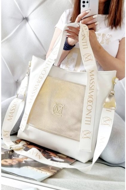 kabelka trendy bílá zlatá massimo contti