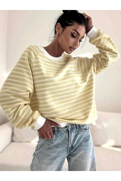 Trendy dámská mikina BOCCA oversize žlutý proužek