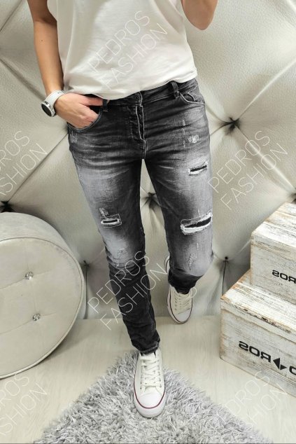 Trendy dámské jeansy baggy šedé