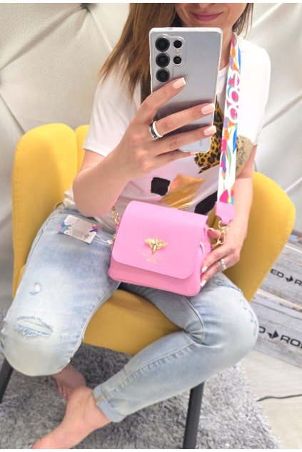kabelka crossbody ego kožená růžová