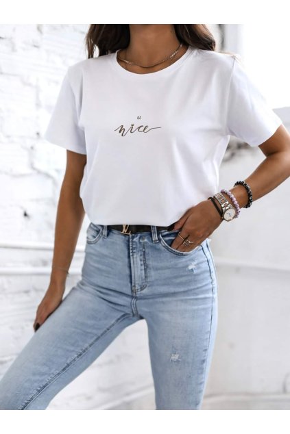 Trendy dámské bílé tričko nice