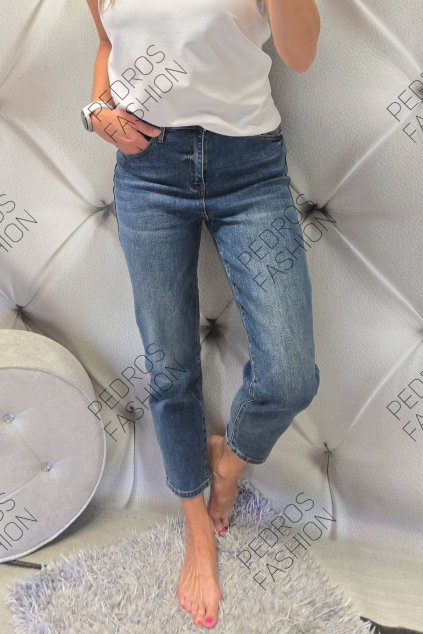 Trendy dámské elastické jeansy easy modré netrhané