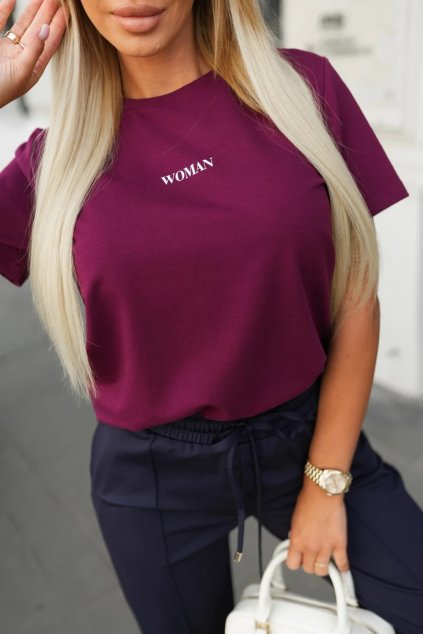 Trendy dámské bavlněné triko s krátkým rukávem Lara Woman bordó