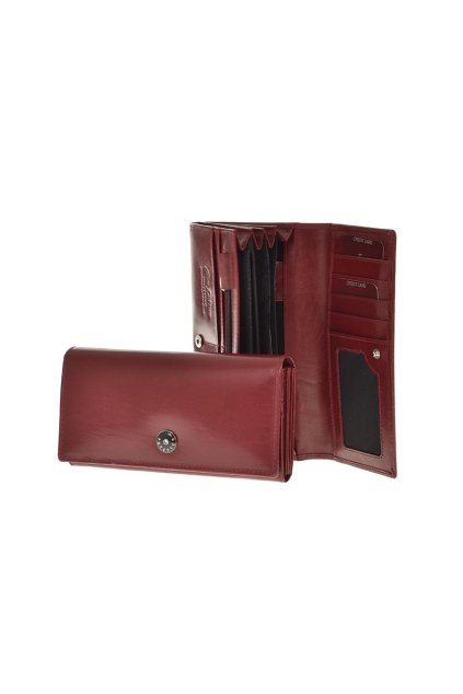 Dámská nadčasová kožená peněženka červená, dlouhá