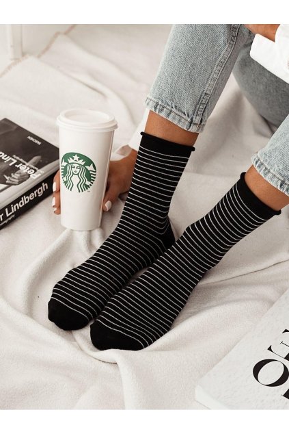 Dámské ponožky s proužkem černé
