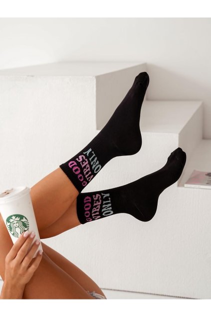 Dámské ponožky s motivem Good Vibes černé