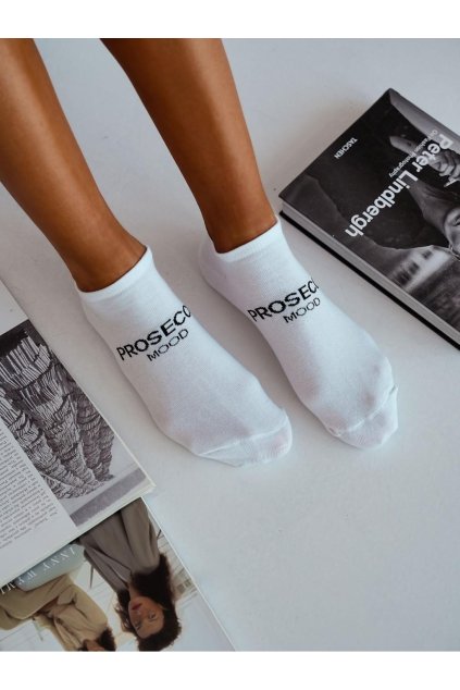 Dámské kotníčkové ponožky s motivem Prosecco bílé