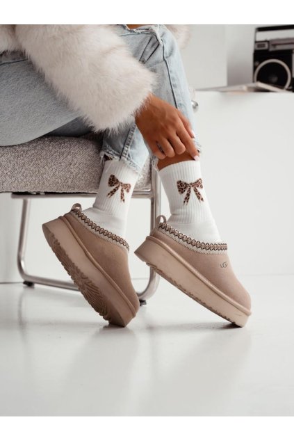 Dámské froté ponožky s mašlí