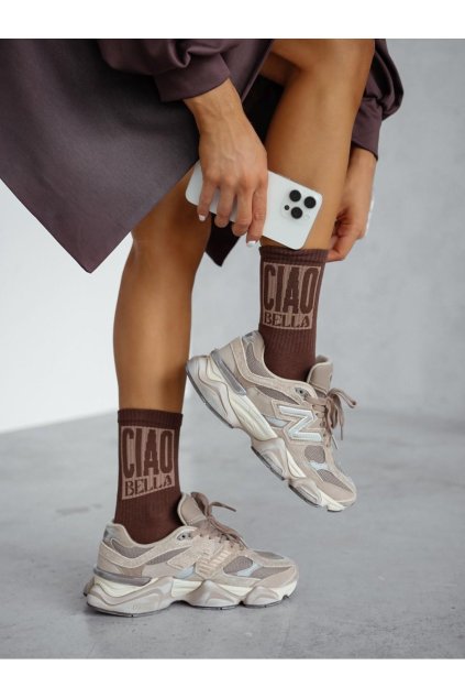 Dámské ponožky s motivem CiaoBella hnědé