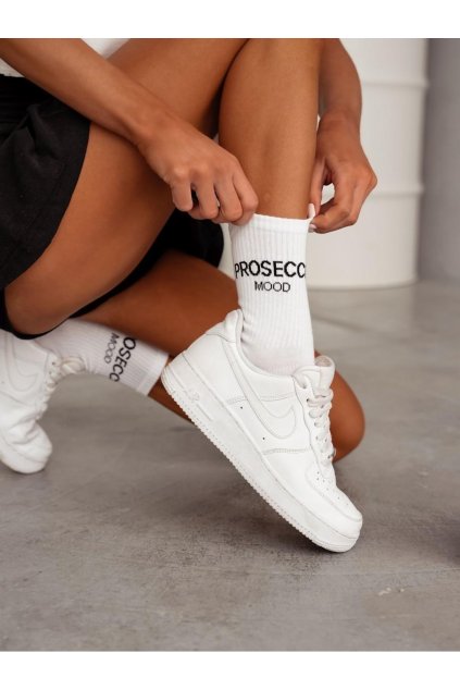 Dámské ponožky s motivem Prosecco bílé 2