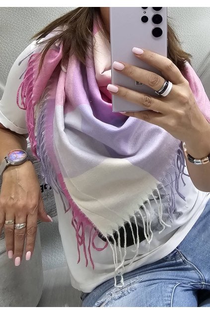 ŠÁTEK GRACE menší maxišátek tip na dárek pro ženy růžovolilalososový